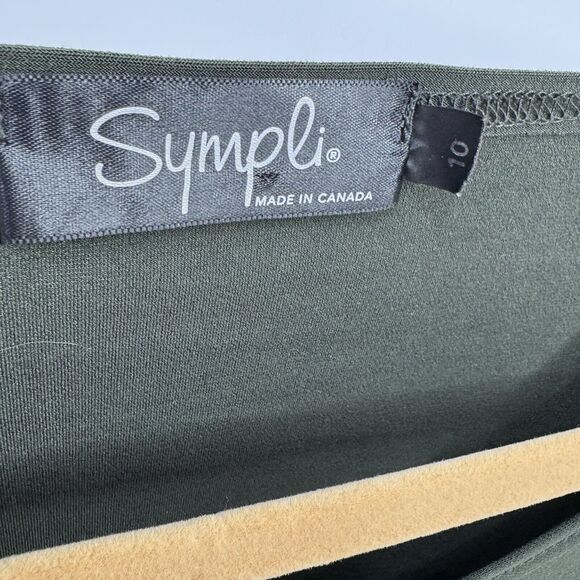 Sympli Jersey Knit Top Womens Tunic Green Draped Flattering Button Accent Sz 10 - Picture 6 of 6